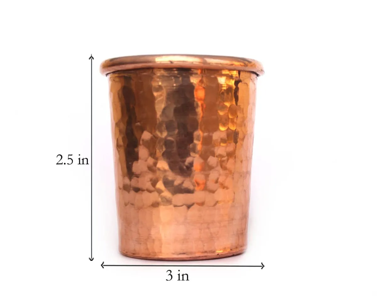 De Kulture  Handmade Pure Solid Copper Shot Glass Cup Tumbler Drinkware, 2.5x 3.0 (DH) Inches, Set of 2, 50 ml